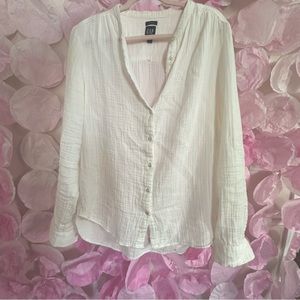 GAP Crinkle Gauze Cotton Poet Top XL TALL